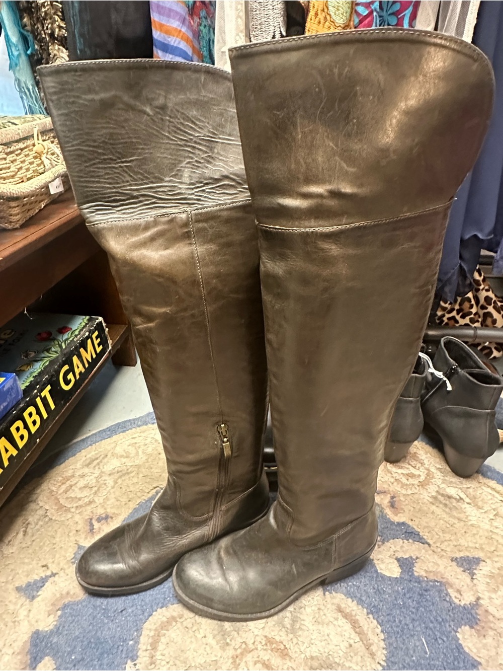VINTAGE Guess Over-the-Knee Leather Boots in Dark Brown